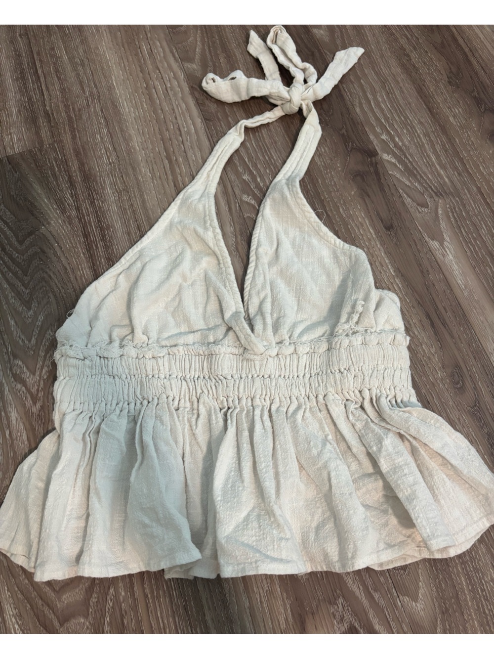 Backless Women’s Cream Smocked Tank Top